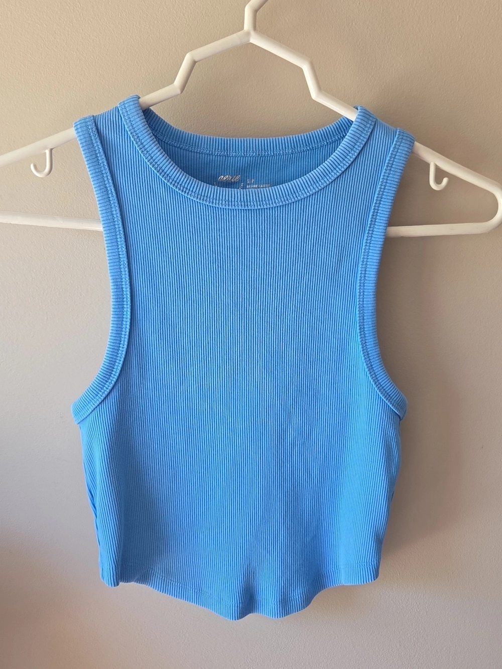 Serie Ribbed High Neck Tank Top Size S Blue